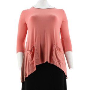 NWT LOGO LORI GOLDSTEIN KNIT TOP COLOR-BLOCKING PINK‎ MELON XS